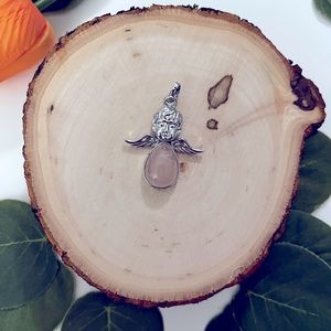 Rose quartz Angel pendant